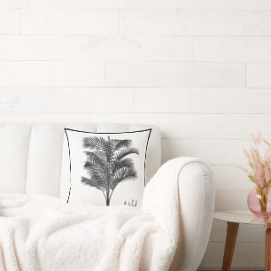 Palm Tree Modern Black White Personal Cushion