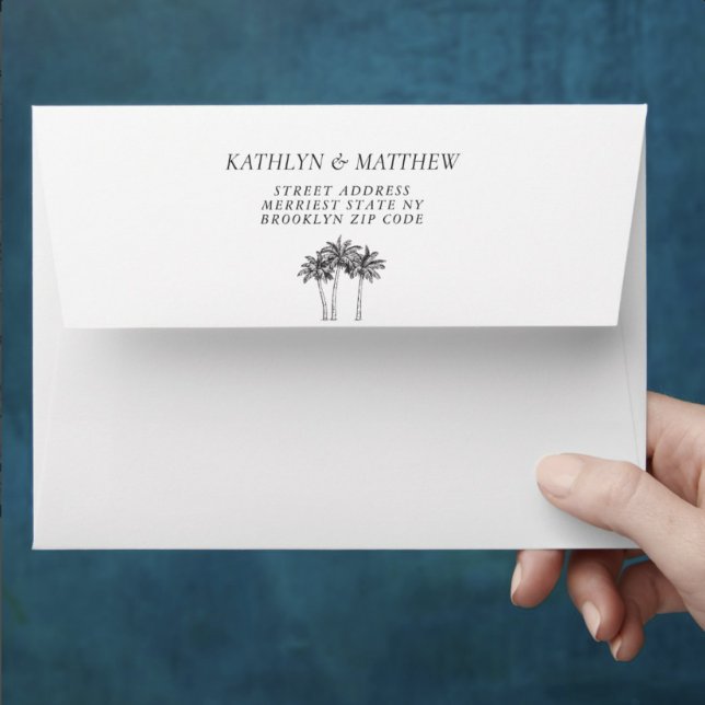 Palm Tree Modern Minimalist Destination Wedding Envelope (Creator Uploaded)