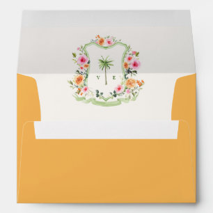 Palm Tree Monogram Tropical Destination Wedding Envelope