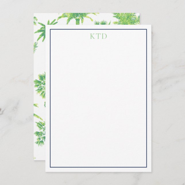Palm Tree Monogrammed Stationary Invitation (Front/Back)