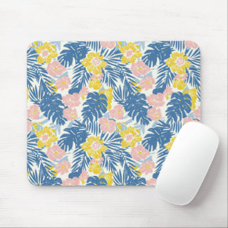Palm tree monstera leaf floral pattern mouse pad