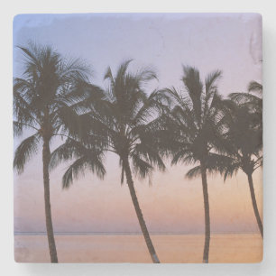 Palm tree, morning stone coaster