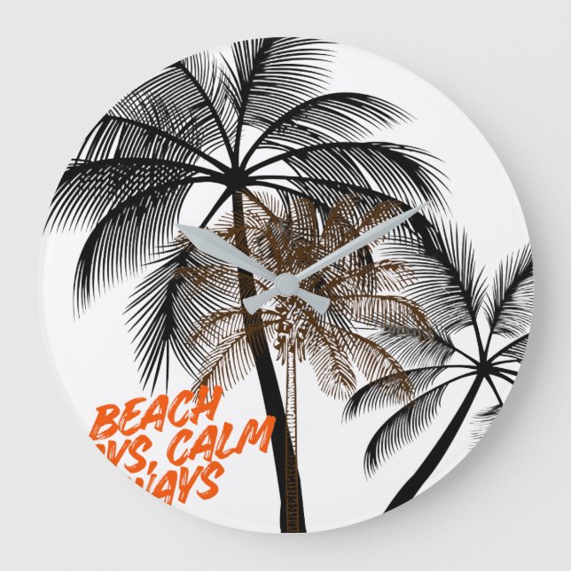 Palm Tree Motivation Art – Fully Customizable Large Clock (Front)