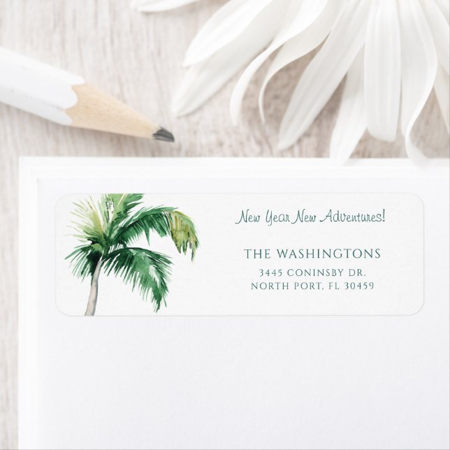 Palm Tree Moving Coastal Return Address Label (Insitu)