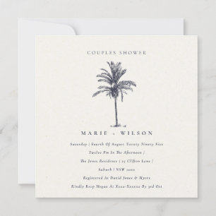 Palm Tree Navy Kraft Couples Shower Invite