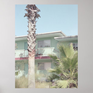 PALM TREE NEAR WHITE CONCRETE HOUSE POSTER
