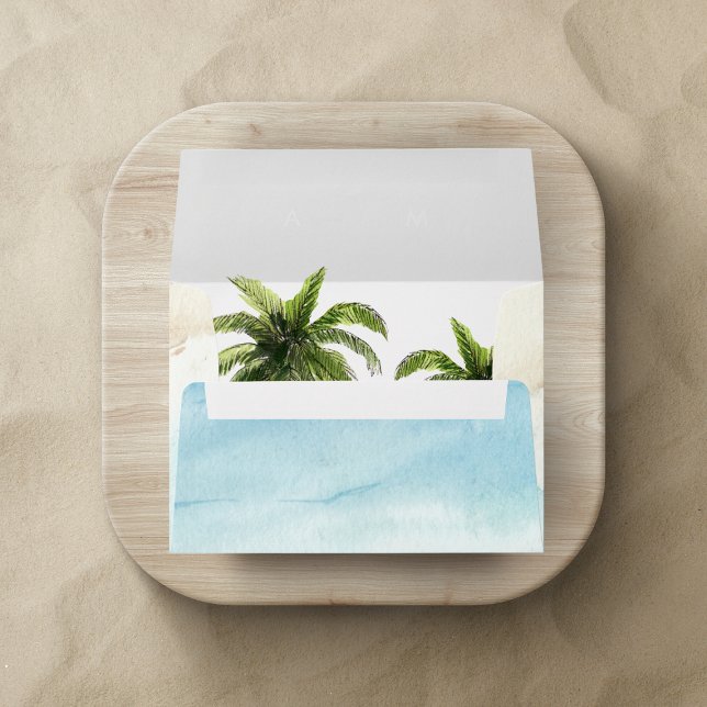 Palm Tree Ocean Beach Tropical Destination Wedding Envelope (Creator Uploaded)