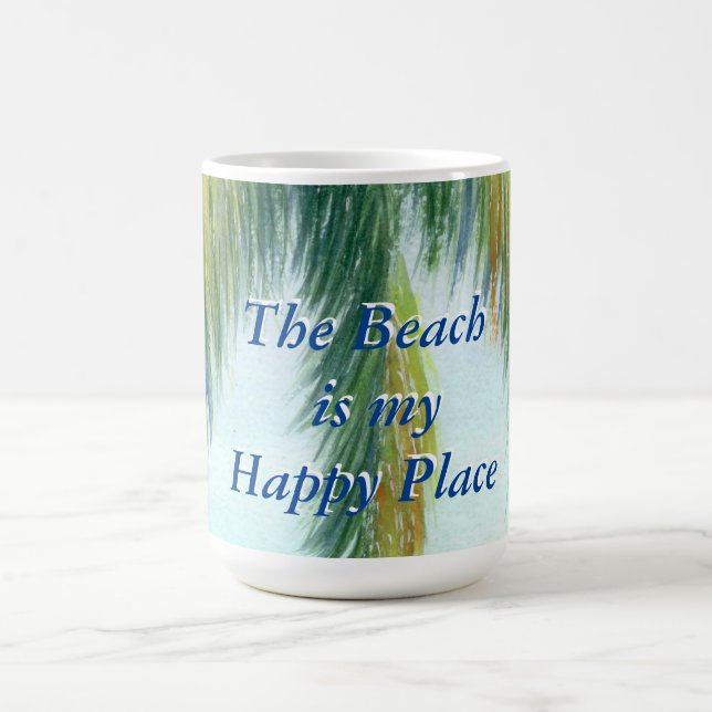 Palm tree on a sunny day on the beach coffee mug (Center)