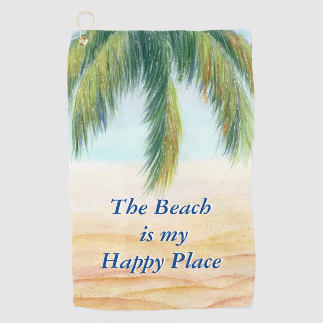 Palm tree on a sunny day on the beach golf towel (Front)