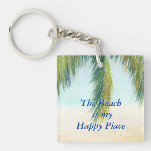 Palm tree on a sunny day on the beach key ring