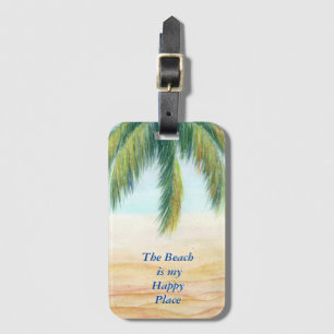 Palm tree on a sunny day on the beach luggage tag