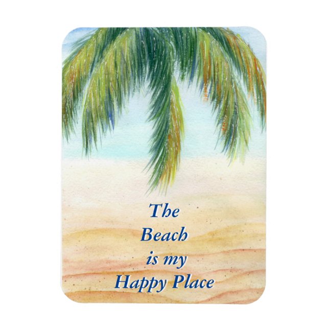 Palm tree on a sunny day on the beach magnet (Vertical)