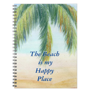 Palm tree on a sunny day on the beach notebook