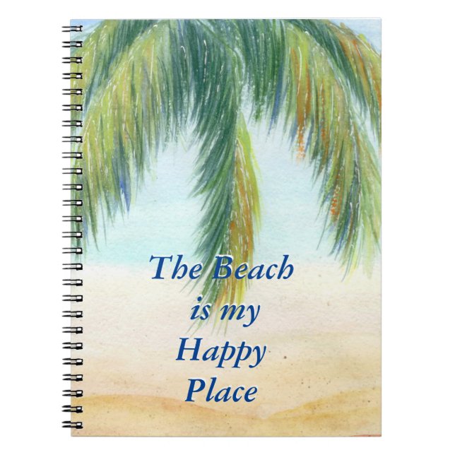 Palm tree on a sunny day on the beach notebook (Front)