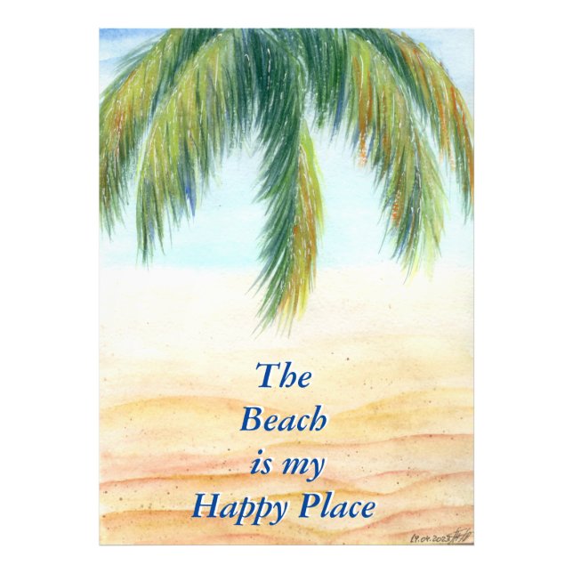Palm tree on a sunny day on the beach photo print (Front)