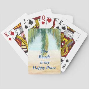 Palm tree on a sunny day on the beach playing cards