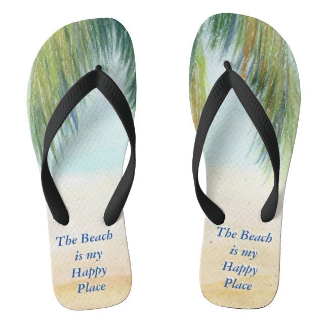 Palm tree on a sunny day on the beach thongs (Footbed)