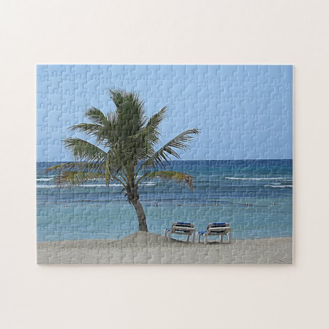 Palm Tree on the Beach Jigsaw Puzzle (Horizontal)