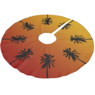 Palm Tree Orange Sunset Tropical Christmas Tree Brushed Polyester Tree Skirt