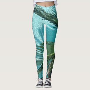 palm tree over the water leggings