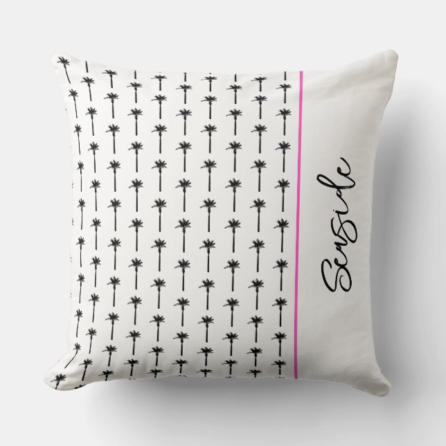 Palm Tree Pattern Custom LOCATION Travel Beach Fun Cushion (Front)