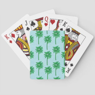 Palm Tree Pattern on Blue Playing Cards