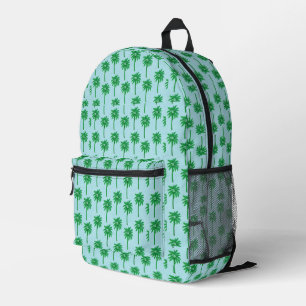 Palm Tree Pattern on Blue Printed Backpack