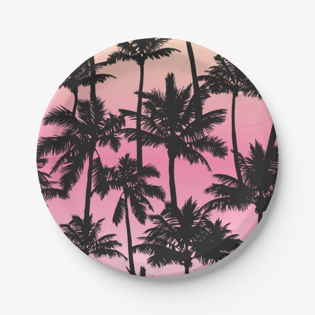 Palm Tree Pattern Paper Plate (Front)