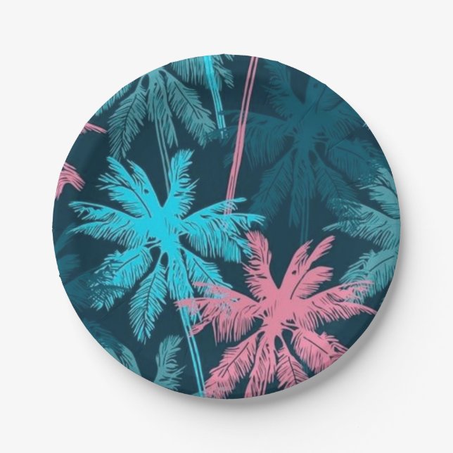 Palm tree pattern paper plate (Front)