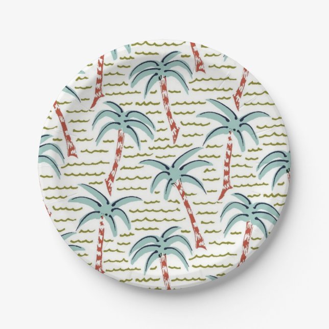 Palm tree pattern paper plate (Front)