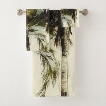 Palm Tree Pattern Tropical Bath Towel 