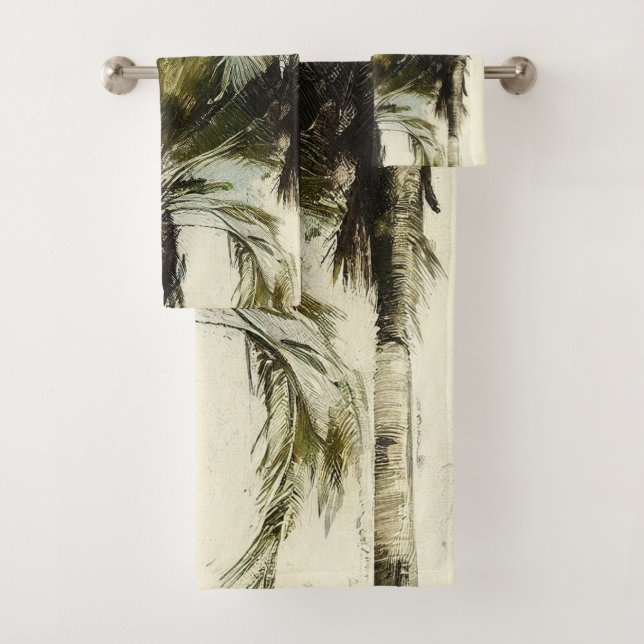 Palm Tree Pattern Tropical Bath Towel  (Insitu)
