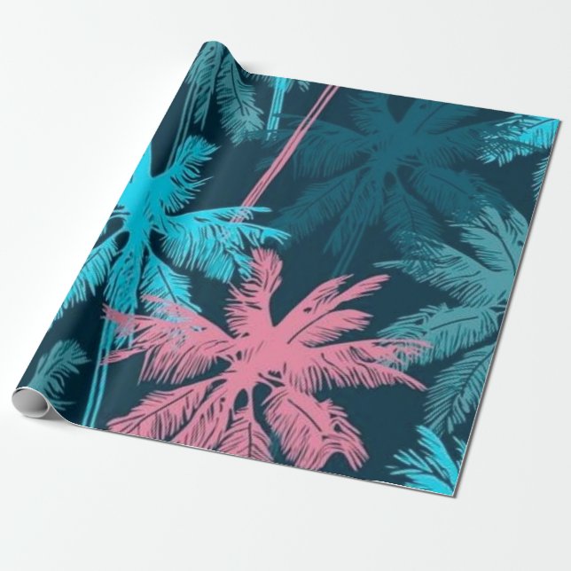 Palm tree pattern wrapping paper (Unrolled)