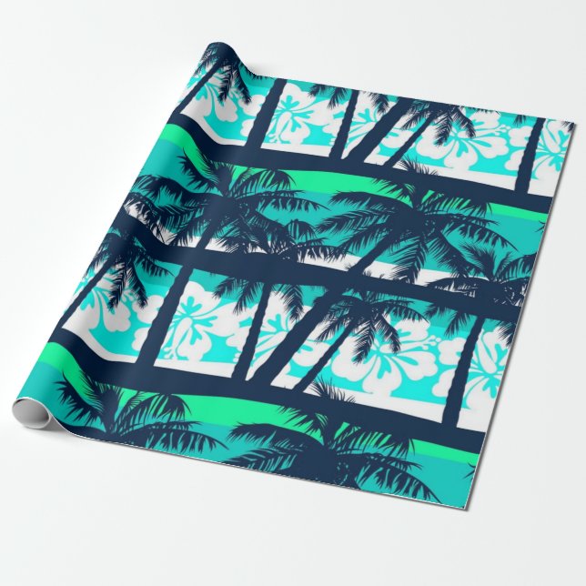 Palm tree pattern wrapping paper (Unrolled)