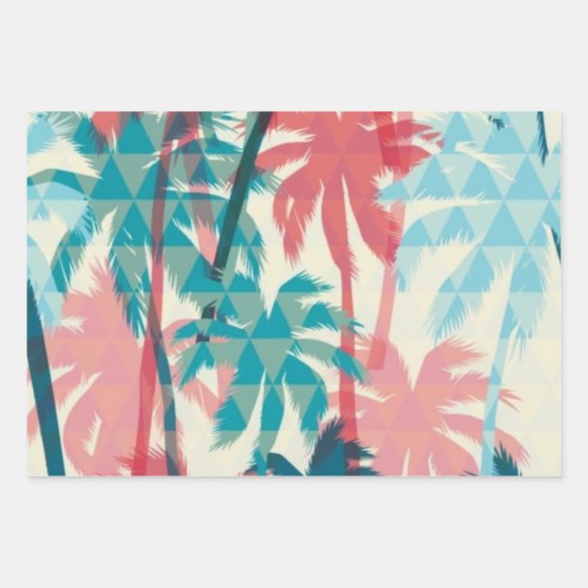 Palm tree pattern wrapping paper sheet (Front)