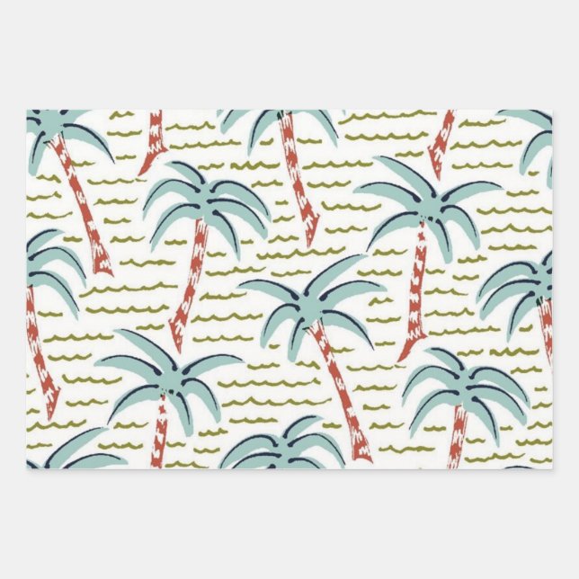 Palm tree pattern wrapping paper sheet (Front)