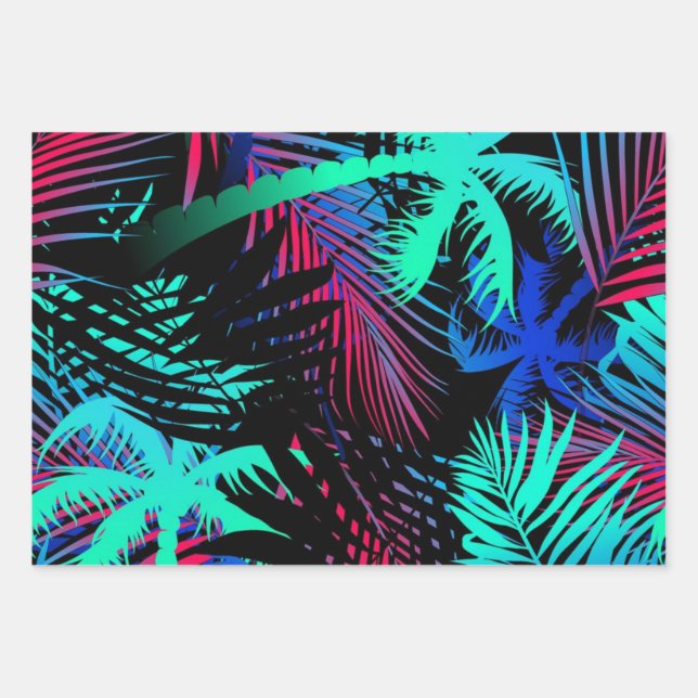 Palm tree pattern wrapping paper sheet (Front)
