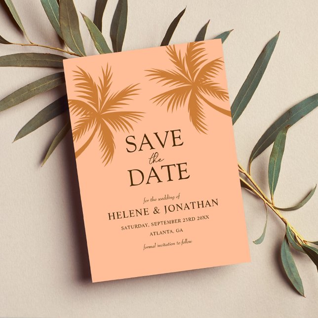 Palm Tree Peach Tropical Destination Wedding Save The Date (Palm Tree Peach Tropical Destination Wedding Save The Date)