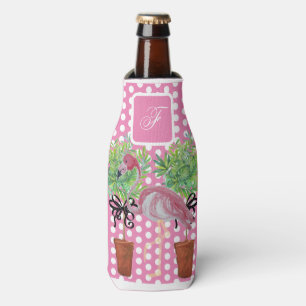 Palm Tree Pink Flamingo Flamingos Can  Bottle Cool Bottle Cooler