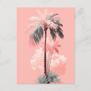palm tree pink postcard