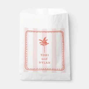 Palm Tree Pink Striped Tropical Beach Wedding Favour Bag