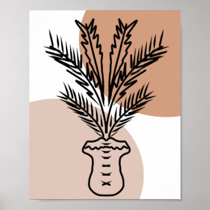 Palm Tree Plant Line Hand Drawn Art Shapes Poster