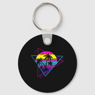 Palm Tree Retro Palm Tree 80s Eighties Summer Vaca Key Ring