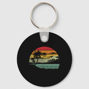 Palm Tree Retro Tropical Beach Vintage 70s 80s Sty Key Ring