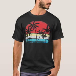 Palm Tree Retro Vintage Sunset Design Tropical Bea T-Shirt