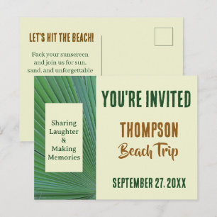 Palm Tree Reunion Family Beach Trip You're Invited Postcard