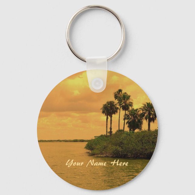 Palm Tree Reverie Custom Key Ring (Front)