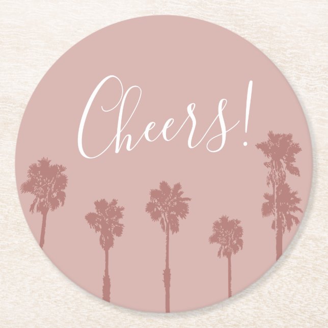 Palm Tree Romance Wedding Suite Round Paper Coaster (Front)