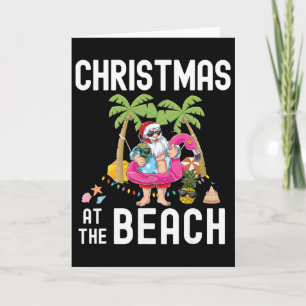 Palm Tree Santa Surfing Summer Christmas At The Be Card