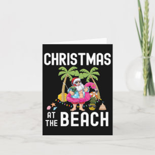 Palm Tree Santa Surfing Summer Christmas At The Be Card